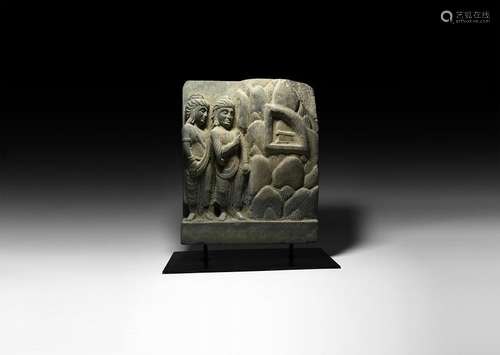 Gandharan Frieze with Worshippers before Temple