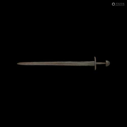 Viking or Norman Sword with Copper Inlaid Pommel