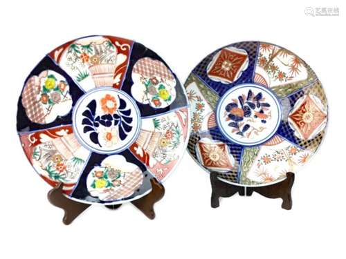 A LOT OF TWO JAPANESE IMARI CHARGERS