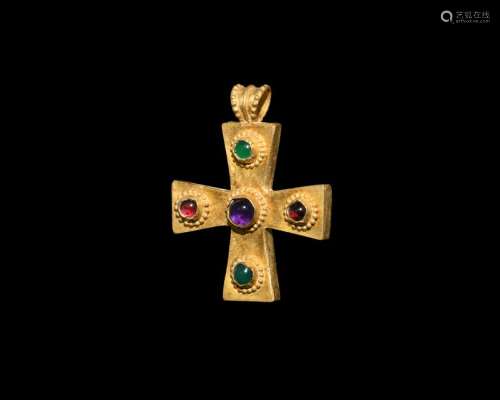 Post Medieval Jewelled Gold Cross