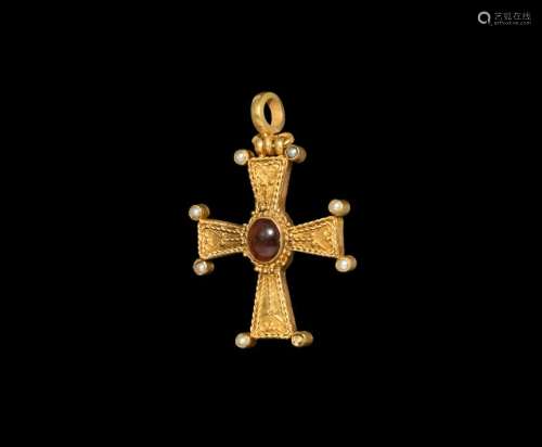 Post Medieval Gold Cross with Garnet