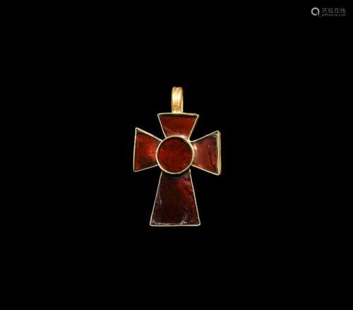 Post Medieval Gold and Gemstone Cross Pendant