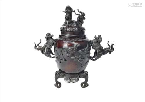 A CHINESE BRONZE INCENSE BURNER