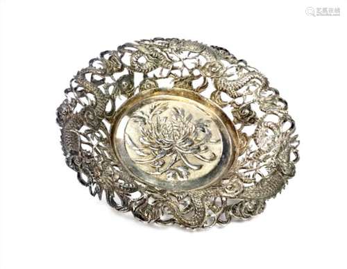 A CHINESE SILVER DISH