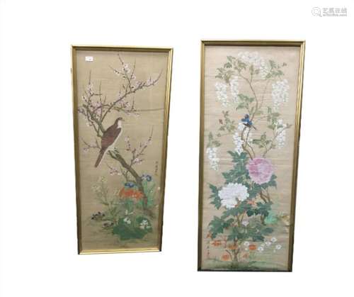 A PAIR OF JAPANESE WATERCOLOURS