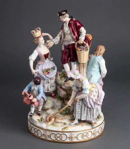 Meissen Porcelain Large Figural Gardening Group