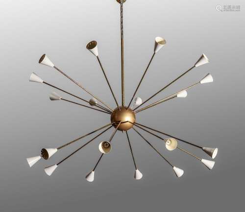 Stilnovo Attrib. Modern White Sputnik Chandelier