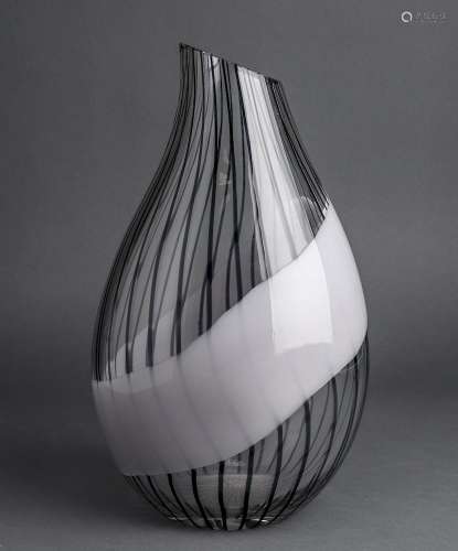 Livio Seguso Murano Art Glass Striped Vase