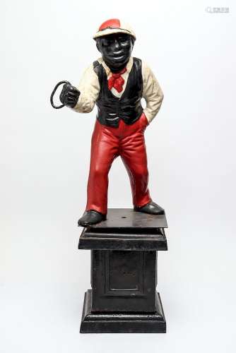 Black Americana Cast Metal Lawn Jockey