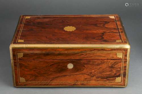 Antique English Document Box with Brass Inlay