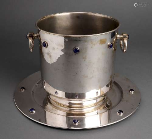 Modern Silver Plate Ice Bucket & Tray