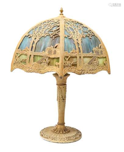 Miller Lamp Co. Slag Glass Table Lamp