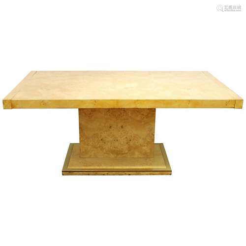 Milo Baughman Style Burl Wood Dining Table