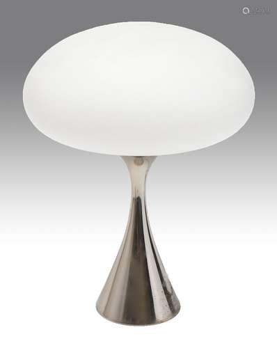 Laurel Modern Mushroom Chrome Lamp w Frosted Glass Shade