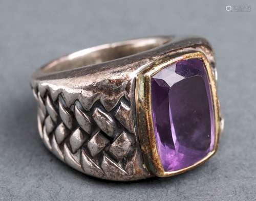 18K Gold & Silver Amethyst Ring