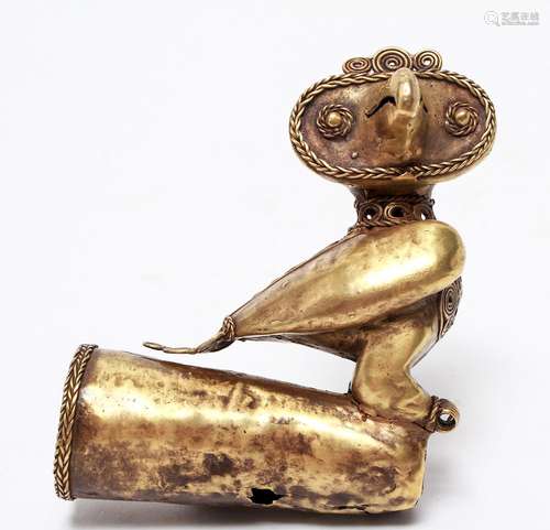 Pre-Columbian Gold Sinu Owl Bird Finial