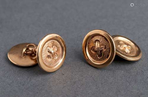 14K Gold Button Motif Cufflinks, Pair