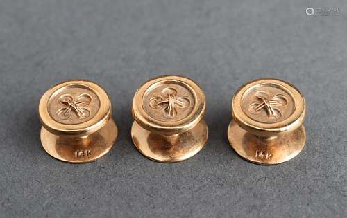 14K Yellow Gold Button Motif Dress Set (3)