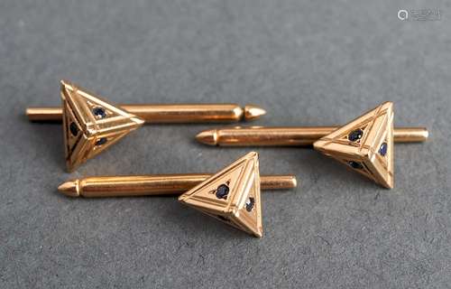 14K Yellow Gold & Sapphire Dress Stud Set (3)