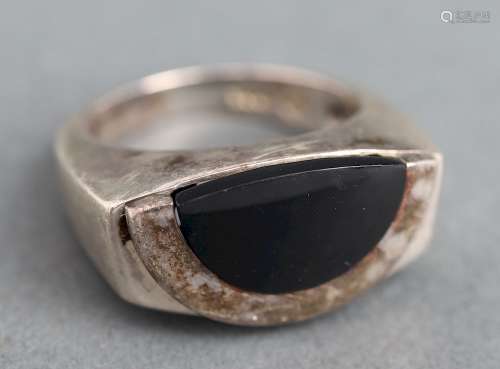 Movado Silver Onyx Unisex Ring