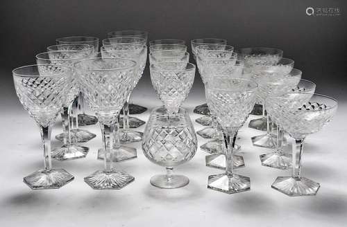 Val St. Lambert Diamond Cut Crystal Stemware, 25