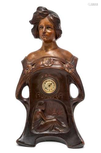 Art Nouveau Manner Figural Mantel Clock