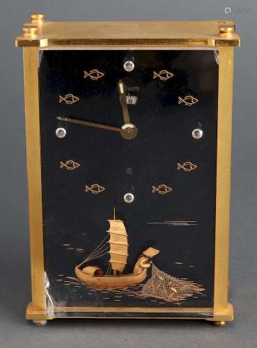 LeCoultre Brass & Lucite Chinoiserie Desk Clock