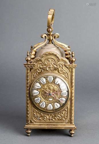 Continental Bronze Carriage Style Clock w Lion