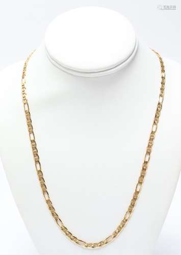 14K Yellow Gold Figaro Link Chain Necklace