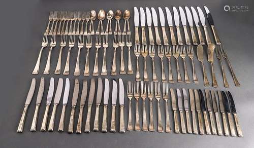 German Art Deco Silver Flatware Service, 85 Pcs.