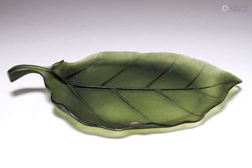 Daum France Art Glass Pate de Verre Leaf Platter