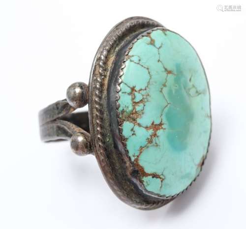 Native American Indian Silver & Turquoise Ring