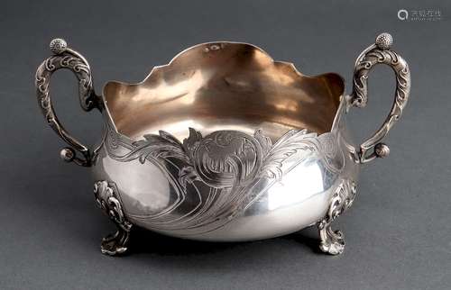 Russian Silver Two Handle Footed Bowl