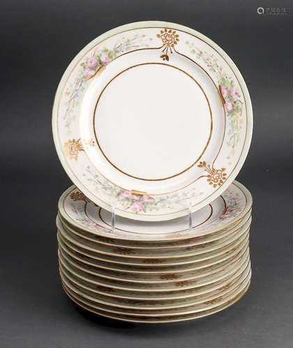 Haviland France Painted Porcelain Plates, 12