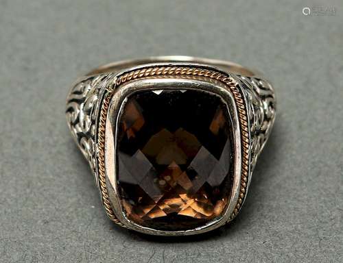 Effy 18K Yellow Gold & Silver Smoky Quartz Ring