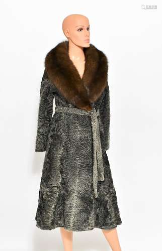 Ben Rahn Grey Persian Lamb Fur Coat