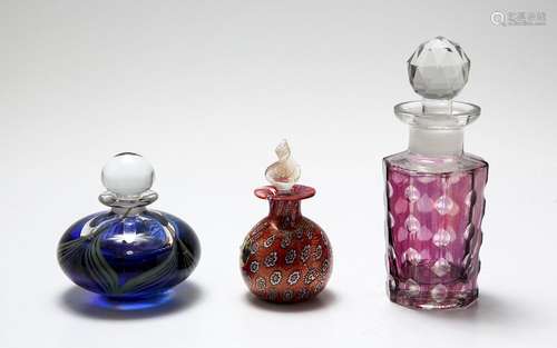 Glass Bottles with Stoppers, incl. Murano, 3