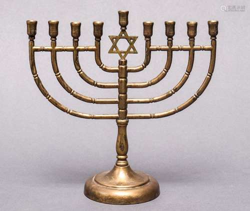 Brass Chanukah Menorah with Star of David