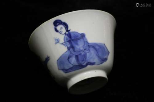 Qing Chinese Blue and White Porcelain Cup,