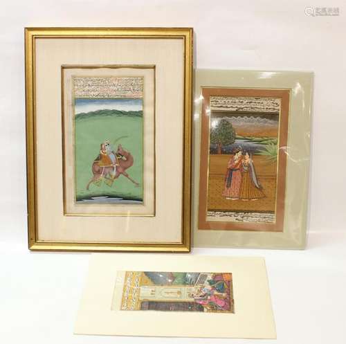 3 Indian Miniature Paintings