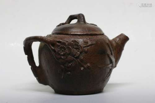 Chinese Bamboo Carved Teapot