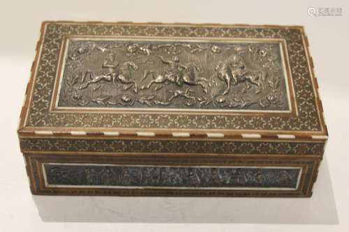 19th.C Persian Silver Inlaid Box