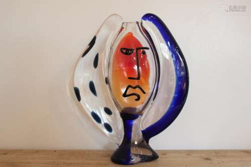 Abstract Piccaso Style Glass Vase