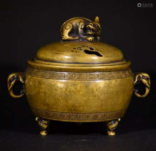 18th Century TRIPOD CENSER with cover