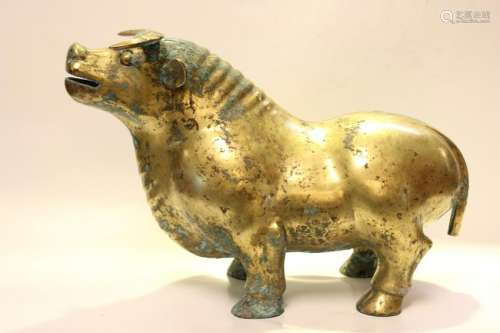 Chinese Gilt Bronze Bull