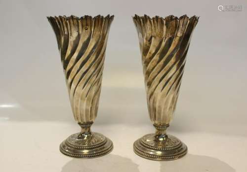 Pair of French Weight Silver Vases w Screw in Way
