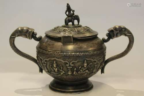 19th.C South Asian Silver Suger Bowl