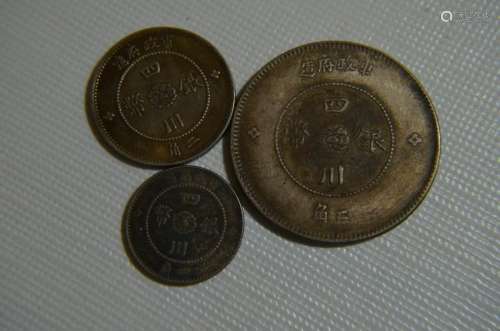 Three CHINESE OLD SILVER COINs