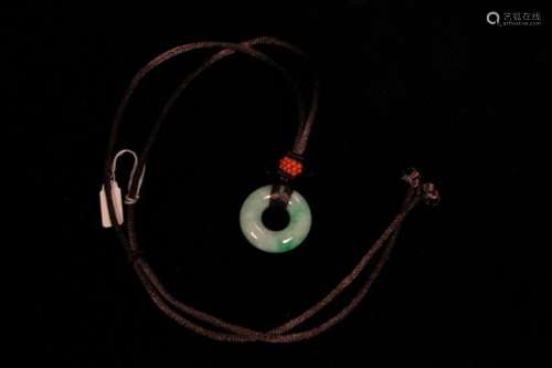 Chinese Jadeite Ring Pendant Necklace