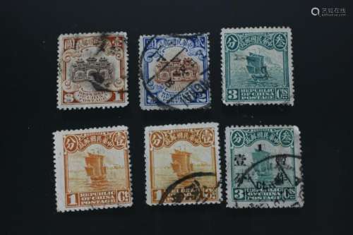 6 Chinese Stamps